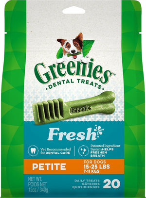 Greenies Fresh Petite Dog Dental Chews - 12 Ounces 20 Treats - Pet Totality