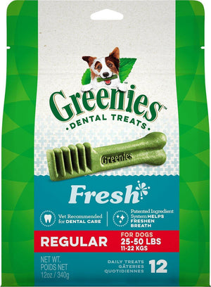 Greenies Fresh Regular Size Dog Dental Chews - 12 Ounces 12 Treats - Pet Totality