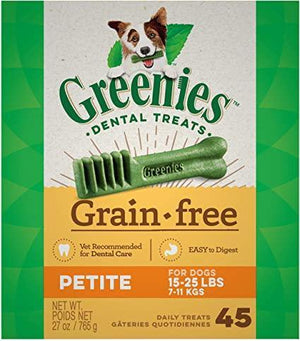 Greenies Grain-Free Petite Dog Dental Chews - 27 Ounces 45 Treats - Pet Totality