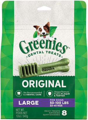 Greenies Original Large Dog Dental Chews - 12 Ounces 8 Treats - Pet Totality