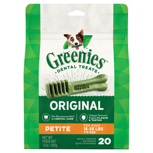 Greenies Original Petite Dog Dental Chews - 12 Ounces 20 Treats - Pet Totality