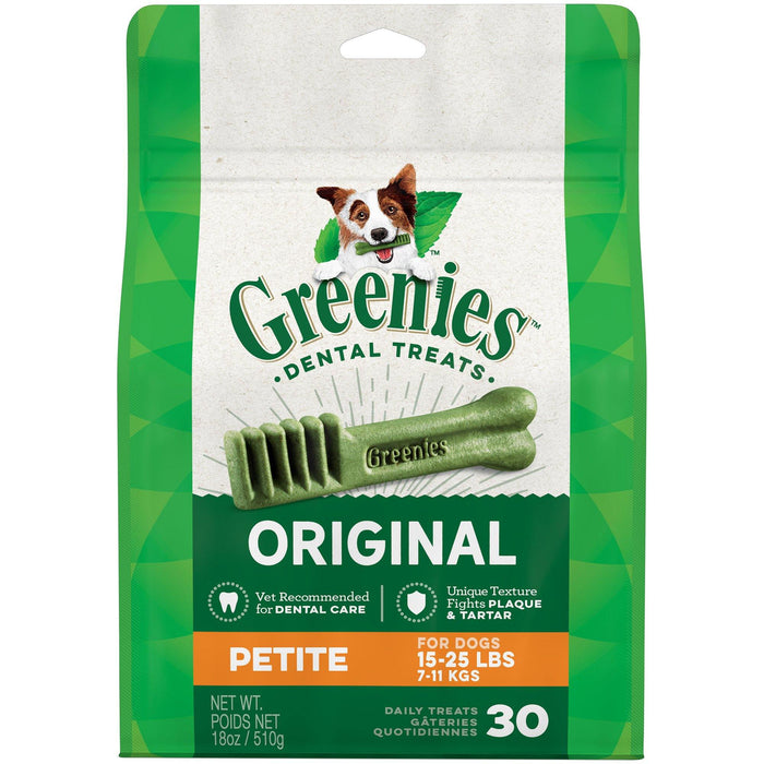 Greenies Original Petite Dog Dental Chews - 18 Ounces 30 Treats