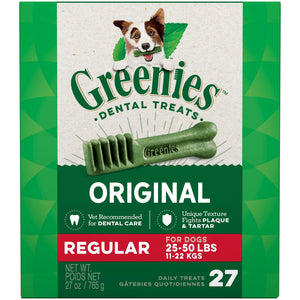 Greenies Original Regular Size Dog Dental Chews - 27 Ounces 27 Treats - Pet Totality