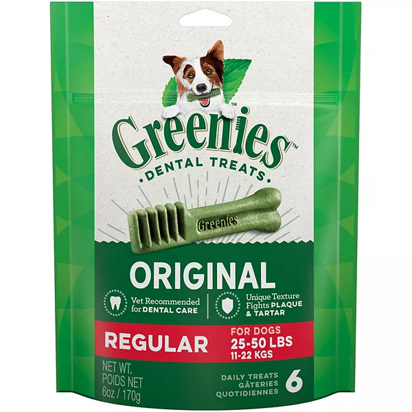 Greenies Original Regular Size Dog Dental Chews - 6 Ounces 6 Treats