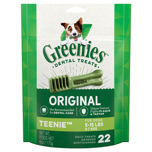 Greenies Original Teenie Dog Dental Chews - 6 Ounces 22 Treats - Pet Totality