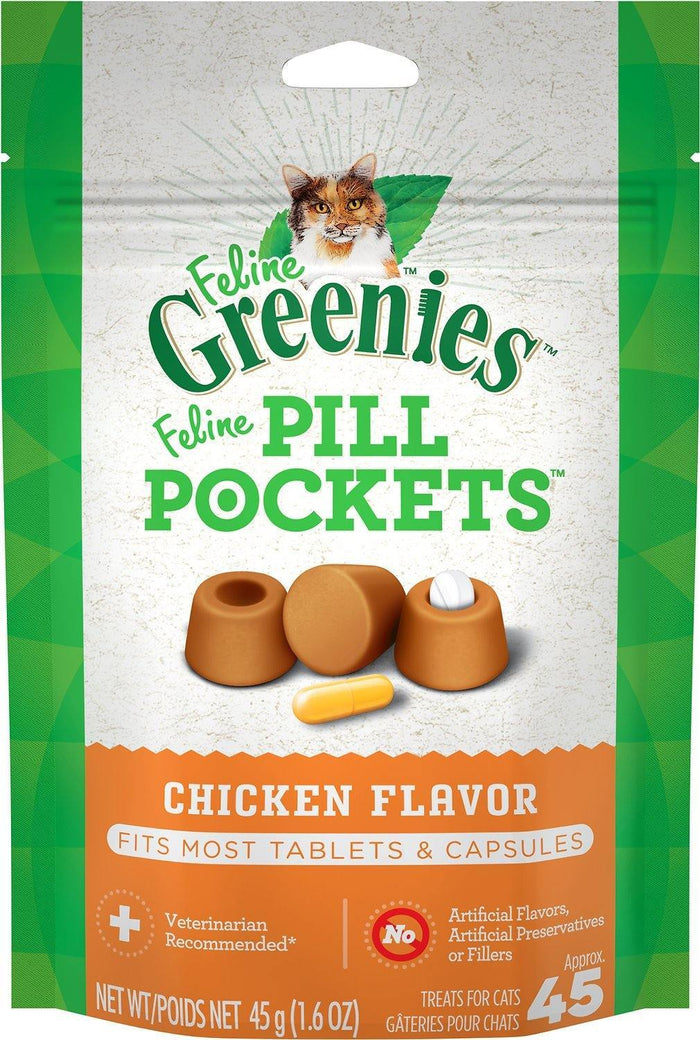 Greenies Pill Pockets Treats For Cats Chicken Flavor - 1.6 Oz. 45 Treats