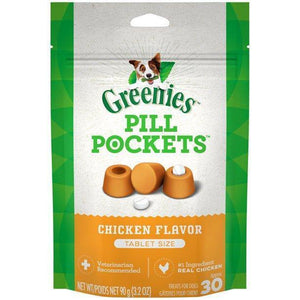 Greenies Pill Pockets Treats For Dogs Chicken Flavor - Tablet Size 3.2 Oz. 30 Treats - Pet Totality