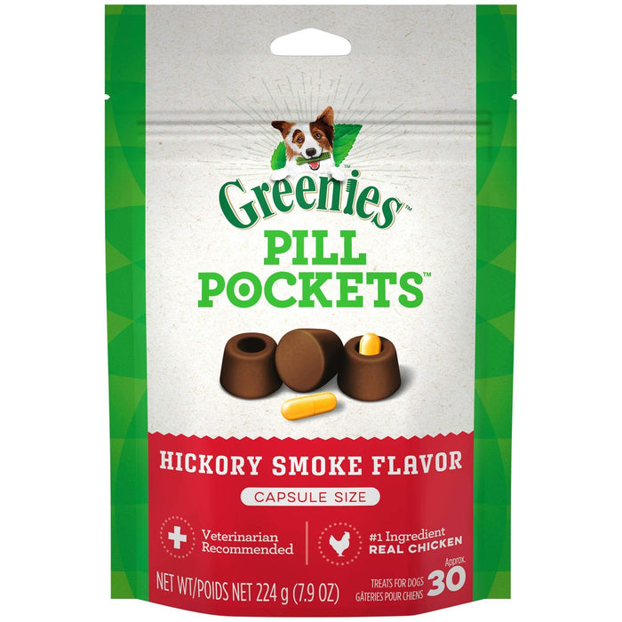 Greenies Pill Pockets Treats For Dogs Hickory Smoke - Capsule Size 7.9 Oz. 30 Treats