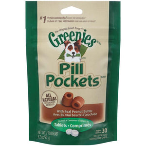 Greenies Pill Pockets Treats For Dogs Peanut Butter - Tablet Size 3.2 Oz. 30 Treats - Pet Totality
