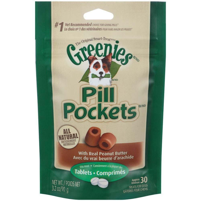 Greenies Pill Pockets Treats For Dogs Peanut Butter - Tablet Size 3.2 Oz. 30 Treats