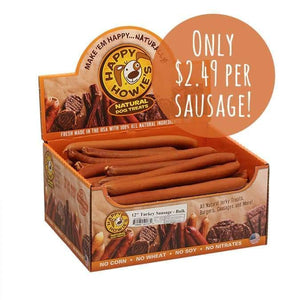 Happy Howie Dog Beef Sausage 12" Bulk 36 Pack - Pet Totality