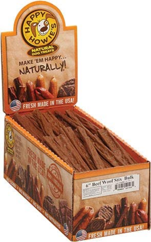 Happy Howie Dog Beef Woof Stix 6" 80 Pack - Pet Totality