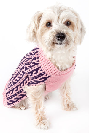 Harmonious Dual Color Weaved Heavy Cable Knitted Fashion Designer Dog Sweater - Pet Totality