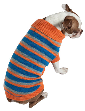 Heavy Cable Knit Striped Fashion Polo Dog Sweater - Pet Totality