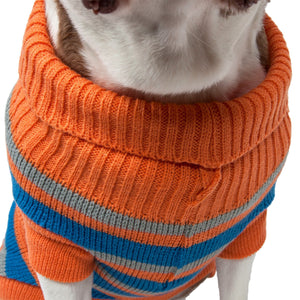 Heavy Cable Knit Striped Fashion Polo Dog Sweater - Pet Totality