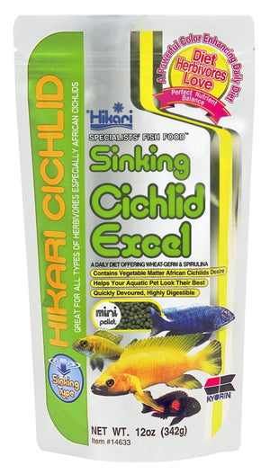 Hikari Cichlid Excel Sinking Pellet Fish Food Mini 3.5Oz - Pet Totality
