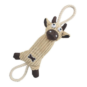 Jute And Rope Plush Cow - Pet Toy - Pet Totality
