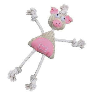Jute And Rope Plush Pig Mannequin - Pet Toy - Pet Totality