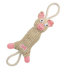 Jute And Rope Plush Pig - Pet Toy - Pet Totality