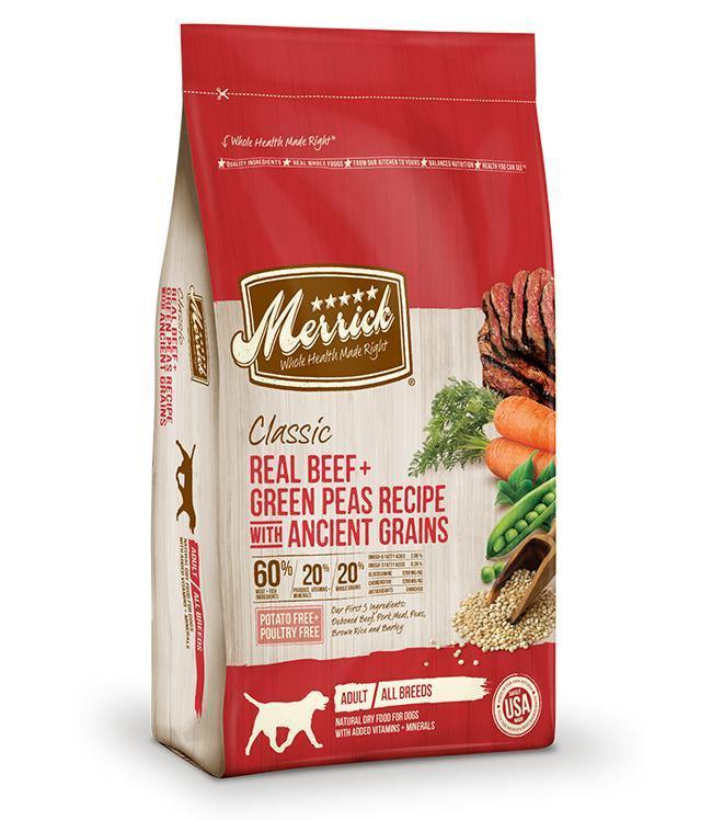 Merrick Classic Real Beef And Green Peas Recipe With Ancient Grains 30Lb