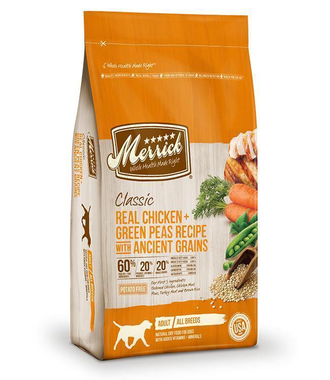 Merrick Classic Real Chicken And Green Peas Recipe With Ancient Grains 30Lb
