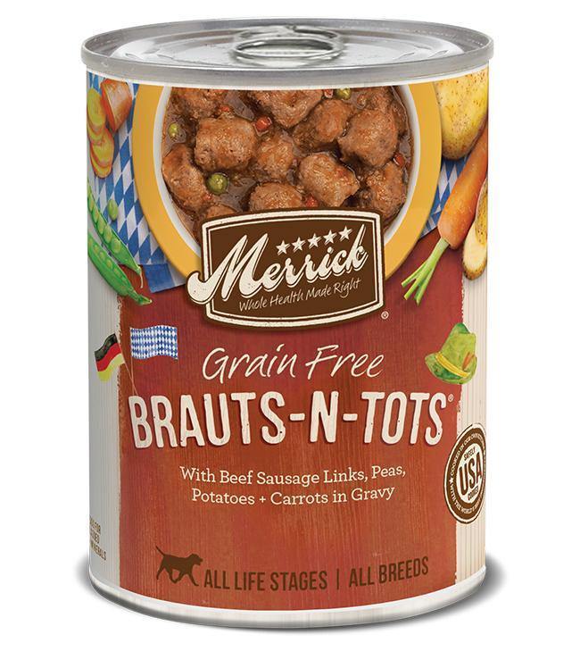 Merrick Dog Classic Brauts N Tots 12.7Oz  (Case Of 12)