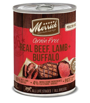 Merrick Dog Grain Free 96% Beef Lamb & Buffalo 12.7Oz  (Case Of 12) - Pet Totality