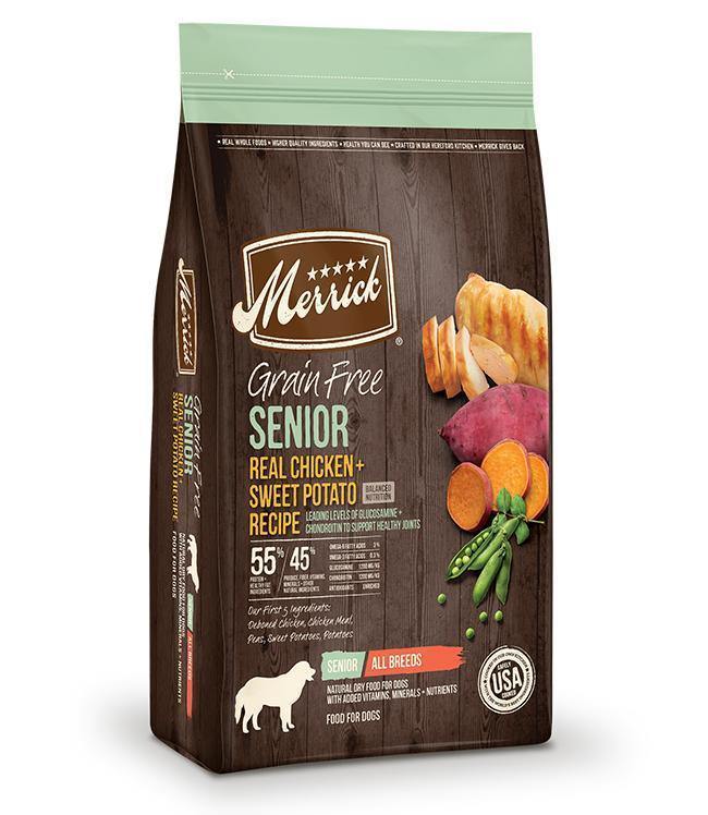 Merrick Grain Free Senior Real Chicken And Sweet Potato Recipe 12Lb