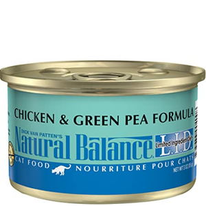 Natural Balance Lid Chicken & Green Pea Formula Canned Cat Food 24/5.5Oz - Pet Totality