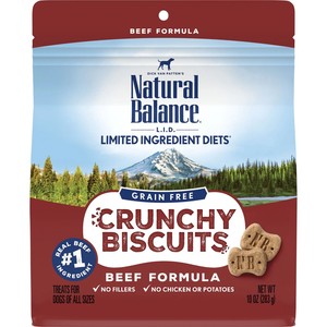 Natural Balance Lid Grain Free Crunchy Biscuits Beef 10Oz - Pet Totality