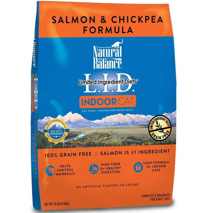 Natural Balance Lid Indoor Cat Salmon & Chickpea Formula 10Lbs