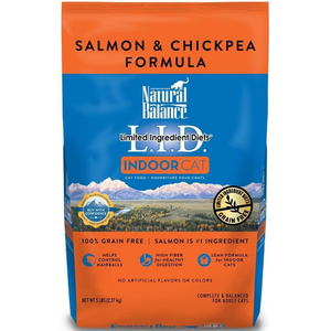 Natural Balance Lid Indoor Cat Salmon & Chickpea Formula 5Lbs - Pet Totality