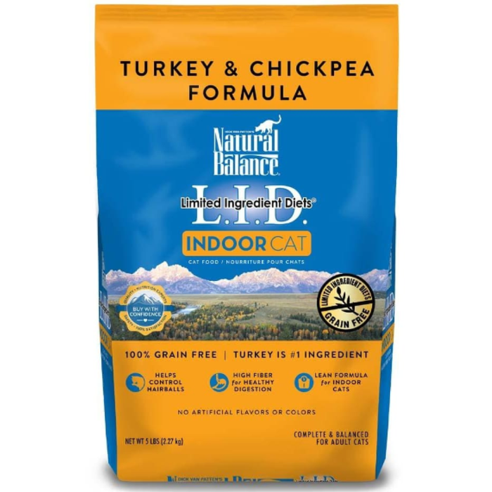 Natural Balance Lid Indoor Cat Turkey & Chickpea Formula 5Lbs