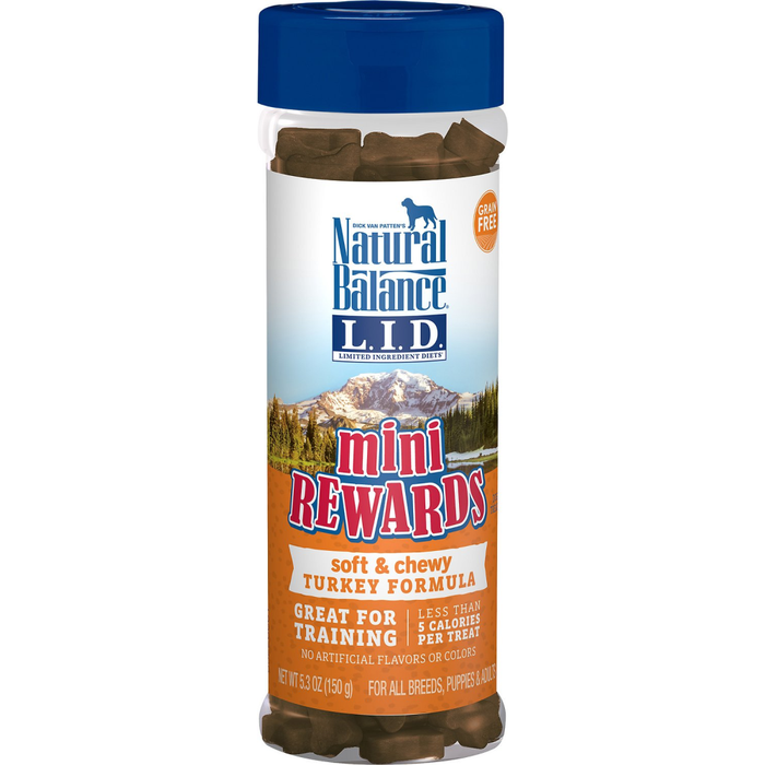 Natural Balance Lid Mini Rewards Soft & Chewy Turkey Dog Treat 5.3Oz