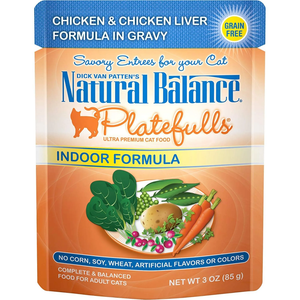 Natural Balance Platefulls Indoor Chicken & Chicken Liver Formula Cat Food 3Oz - Pet Totality