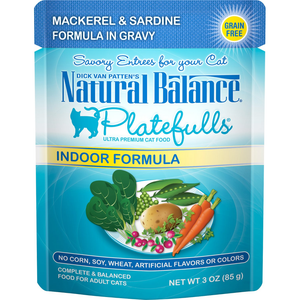 Natural Balance Platefulls Indoor Mackerel & Sardine Formula In Gravy Cat Food - Pet Totality