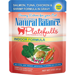 Natural Balance Platefulls Indoor Salmon Tuna Chicken & Shrimp In Gravy Cat Food - Pet Totality