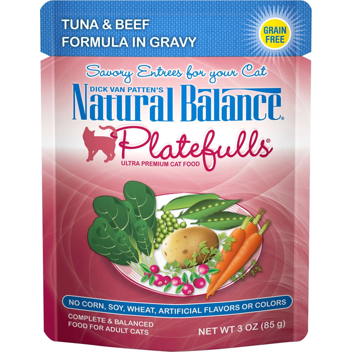 Natural Balance Platefulls Tuna & Beef Formula In Gravy Cat Food 3Oz