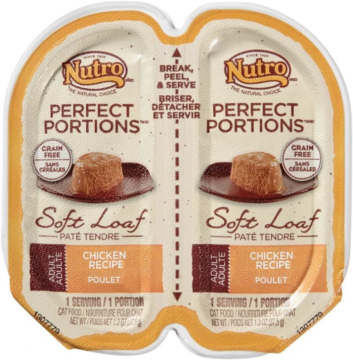 Nutro Grain Free Perfect Portions Soft Loaf Chicken Recipe Cat Food 24Ea/2.65Oz