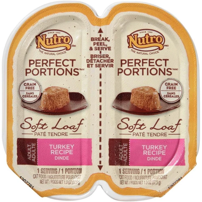 Nutro Grain Free Perfect Portions Soft Loaf Turkey Recipe Cat Food 24Ea/2.65Oz