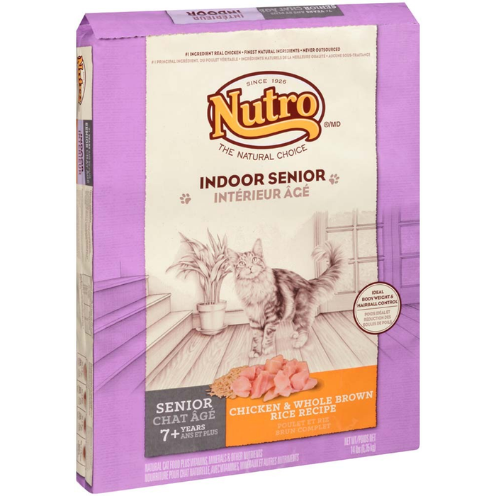Nutro Indoor Senior Chicken & Whole Brown Rice Recipe Cat Food 14Lbs