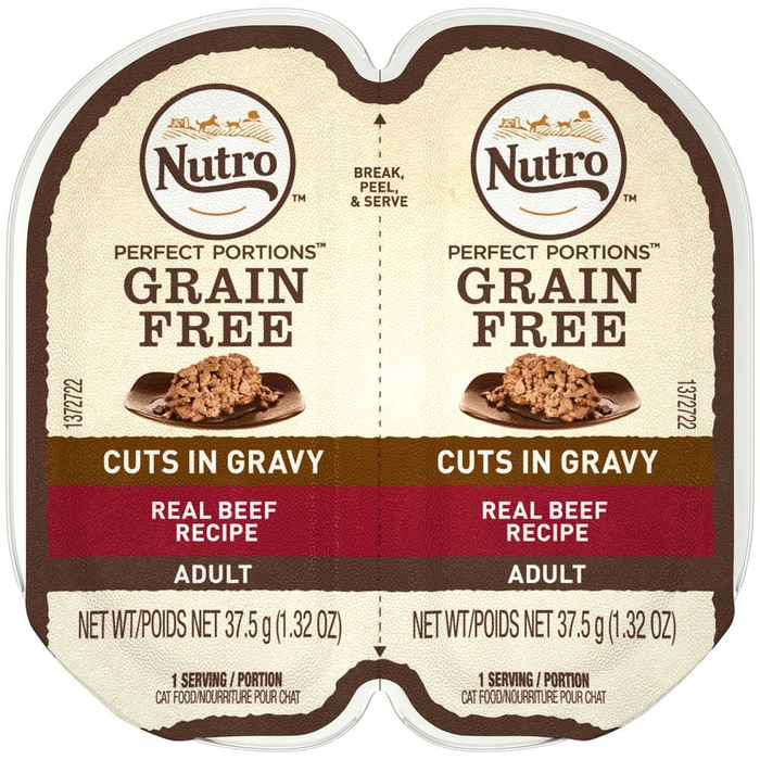 Nutro Perfect Portions Cuts In Gravy Real Beef Wet Cat Food Tray 2.65 Ounces  (Case Of 24)