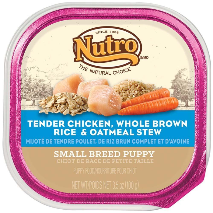 Nutro Puppy Tender Chicken & Rice Recipe Cuts In Gravy Dog Food Trays 3.5 Ounces (Pack Of 24)