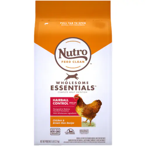Nutro Wholesome Essentials Hairball Control Chicken Brown Rice Dry Cat Food 5Lb - Pet Totality