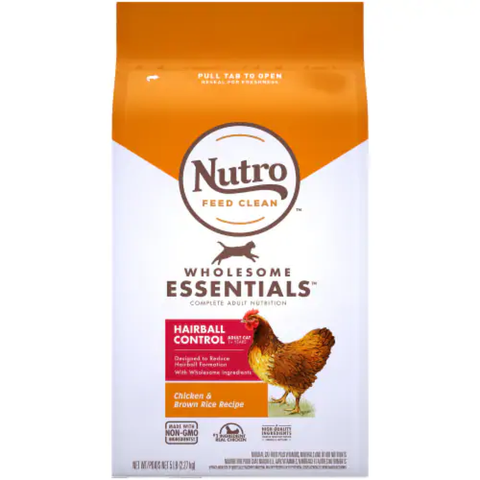 Nutro Wholesome Essentials Hairball Control Chicken Brown Rice Dry Cat Food 5Lb