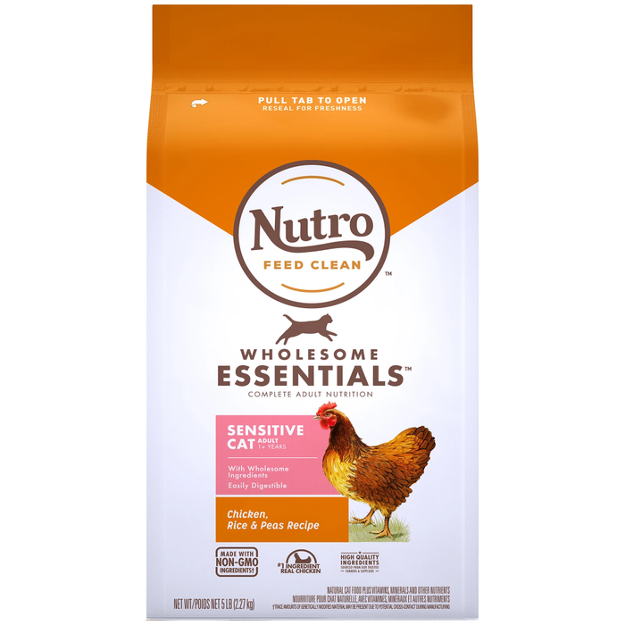 Nutro Wholesome Essentials Sensitive Chicken Rice & Pea Dry Cat Food 5Lb