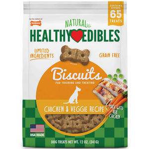 Nylabone Healthy Edibles Biscuits Dog Treats Chicken Peas Carrot 12Oz - Pet Totality