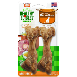 Nylabone Healthy Edibles Bone Broth Ham Medium 2Ct - Pet Totality