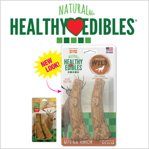 Nylabone Healthy Edibles Edible Antler Real Venison Medium 2Pk - Pet Totality