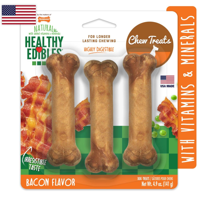 Nylabone Healthy Edibles Longer Lasting Bacon Regular 3Pk